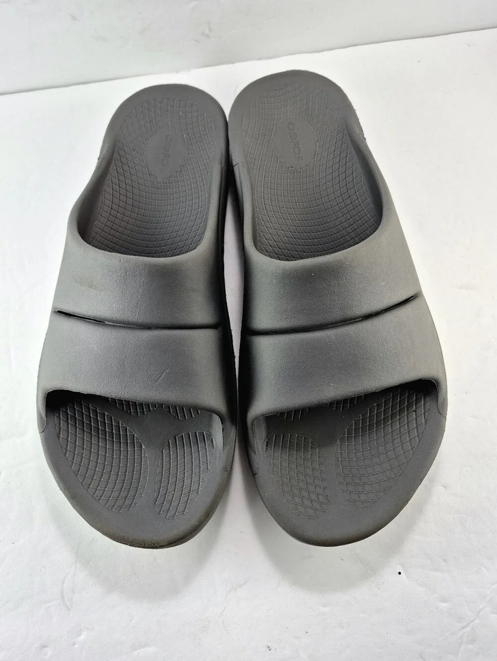 OOFOS OOahh Slide Sandals Mens Size 14 Gray Recovery Foam Comfort Slides